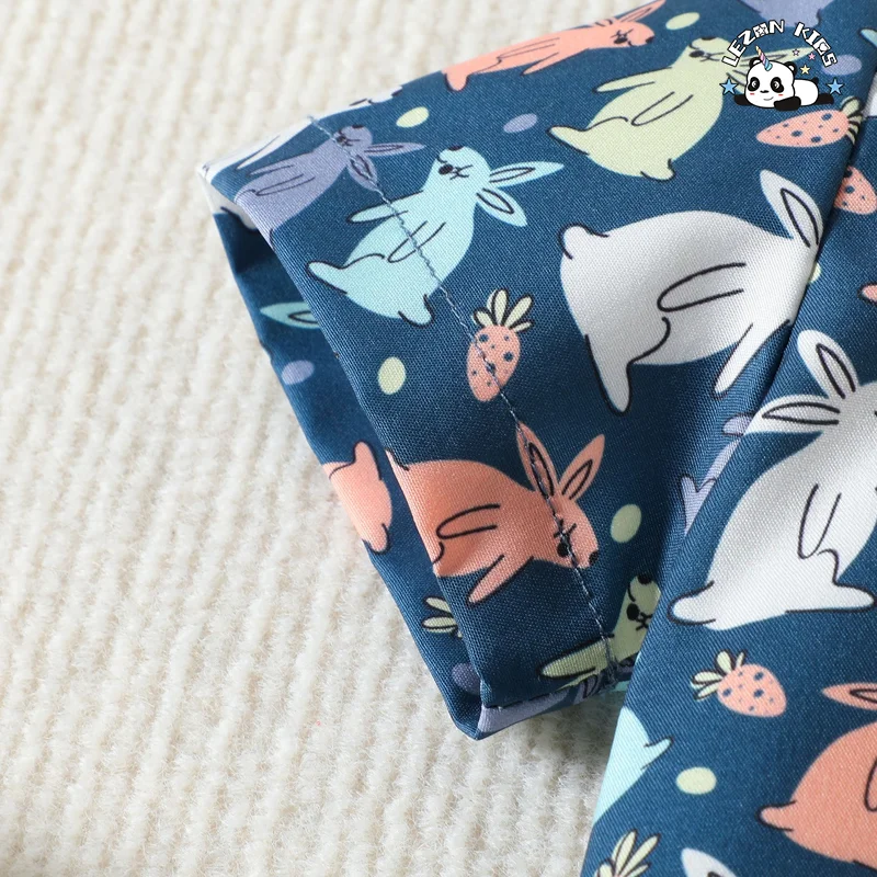 LEZONKIDS - Conjunto de camisa de cavalheiro infantil de duas peças na Páscoa